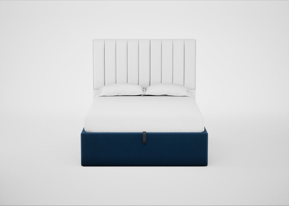 Lift Storage Divan Bed Base Double / Natural / Velvet Petrol