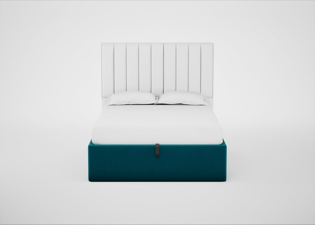 Lift Storage Divan Bed Base Double / Black / Velvet Teal