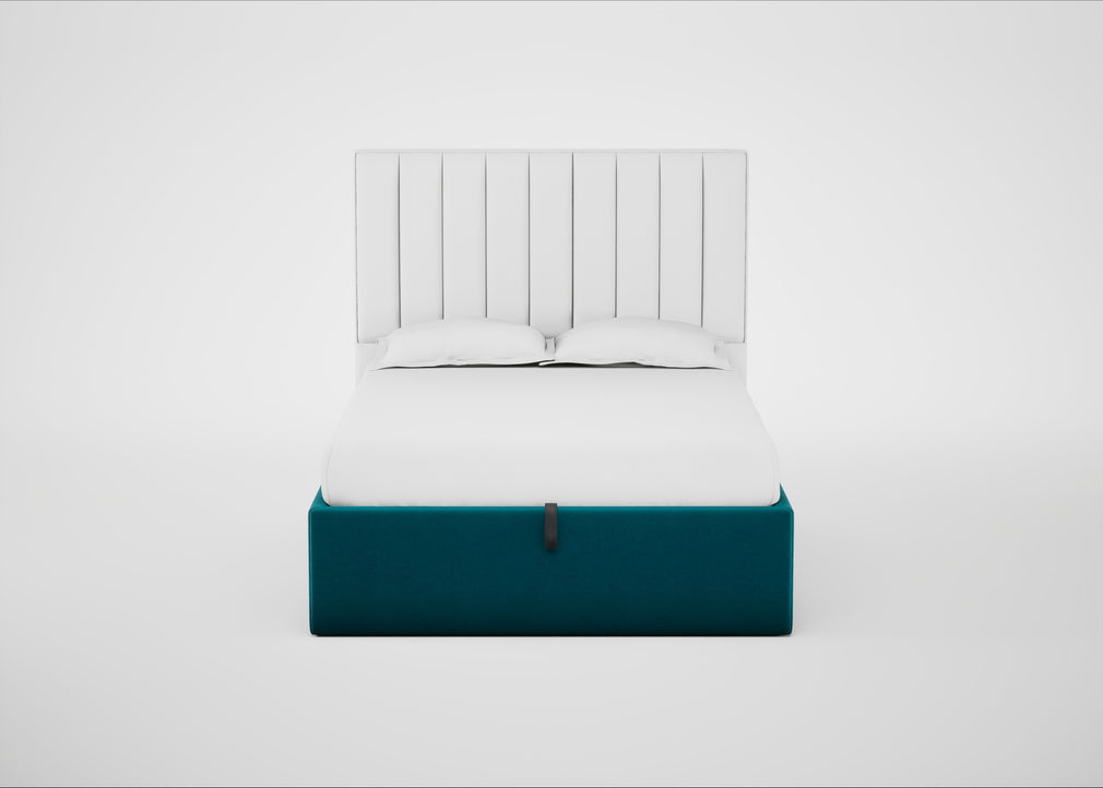 Lift Storage Divan Bed Base Double / Natural / Velvet Teal
