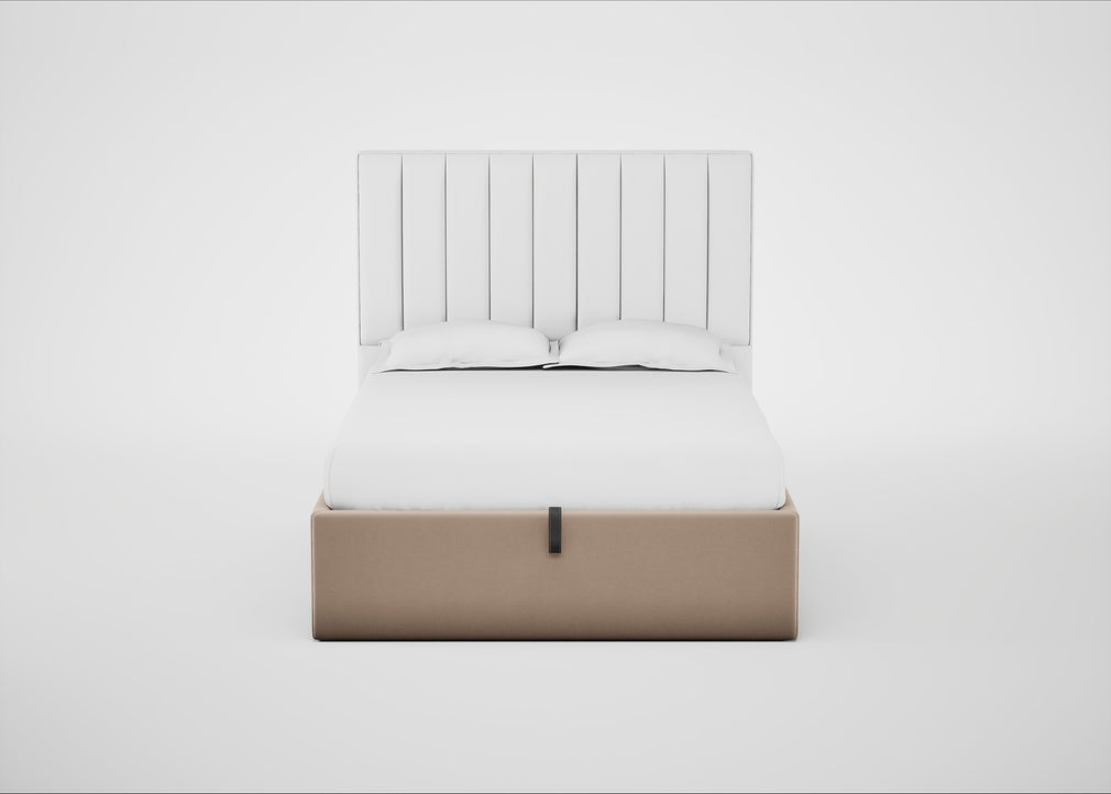 Lift Storage Divan Bed Base Double / Natural / Smart Velvet Pebble