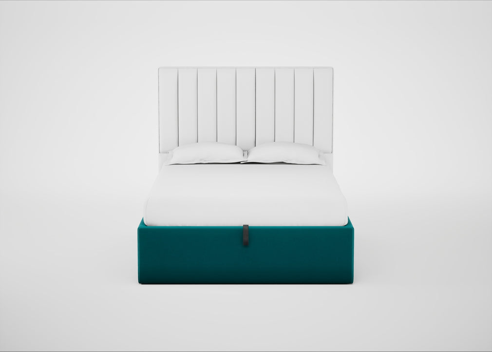 Lift Storage Divan Bed Base Double / Natural / Smart Velvet Petrol