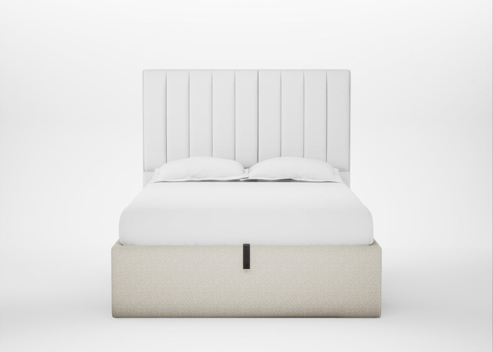 Lift Storage Divan Bed Base Double / Natural / Chunky Boucle Ecru