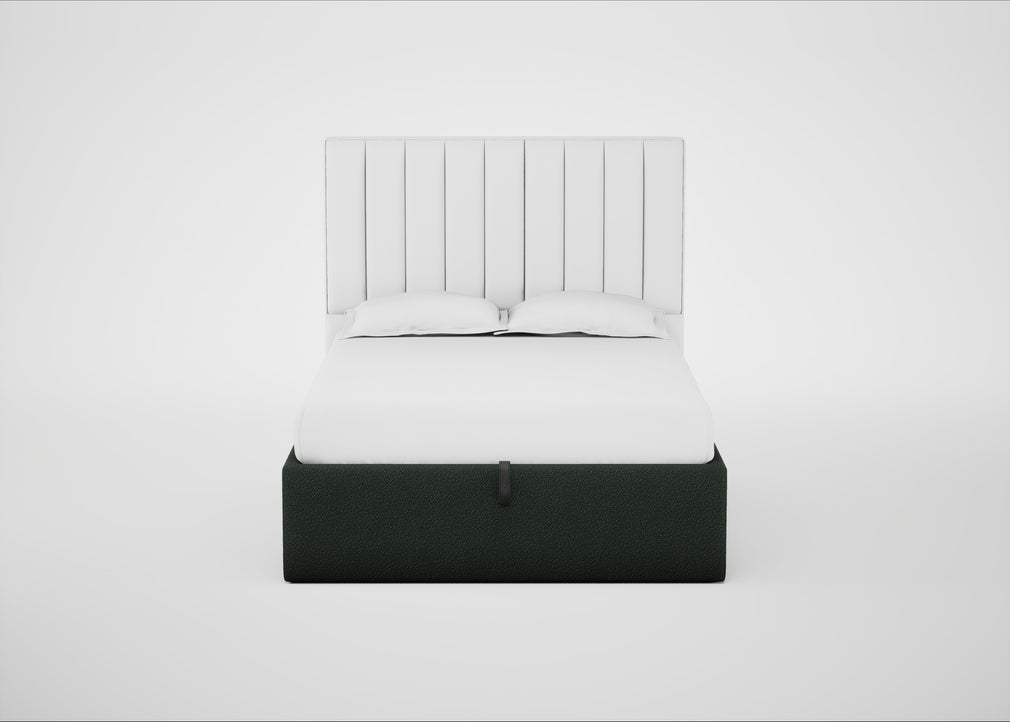 Lift Storage Divan Bed Base Double / Black / Boucle Fern