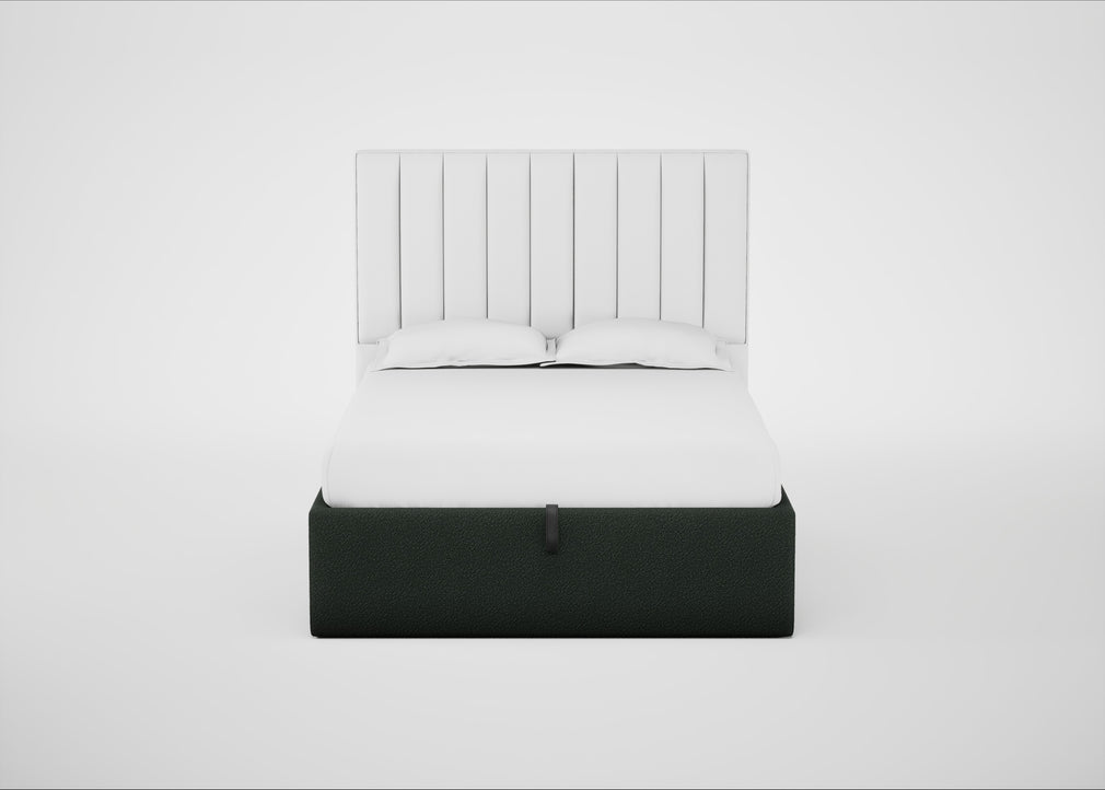 Lift Storage Divan Bed Base Double / Natural / Boucle Fern