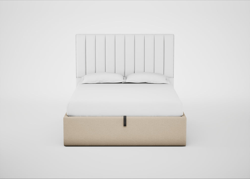 Lift Storage Divan Bed Base King / Black / Brushed Cotton Oat