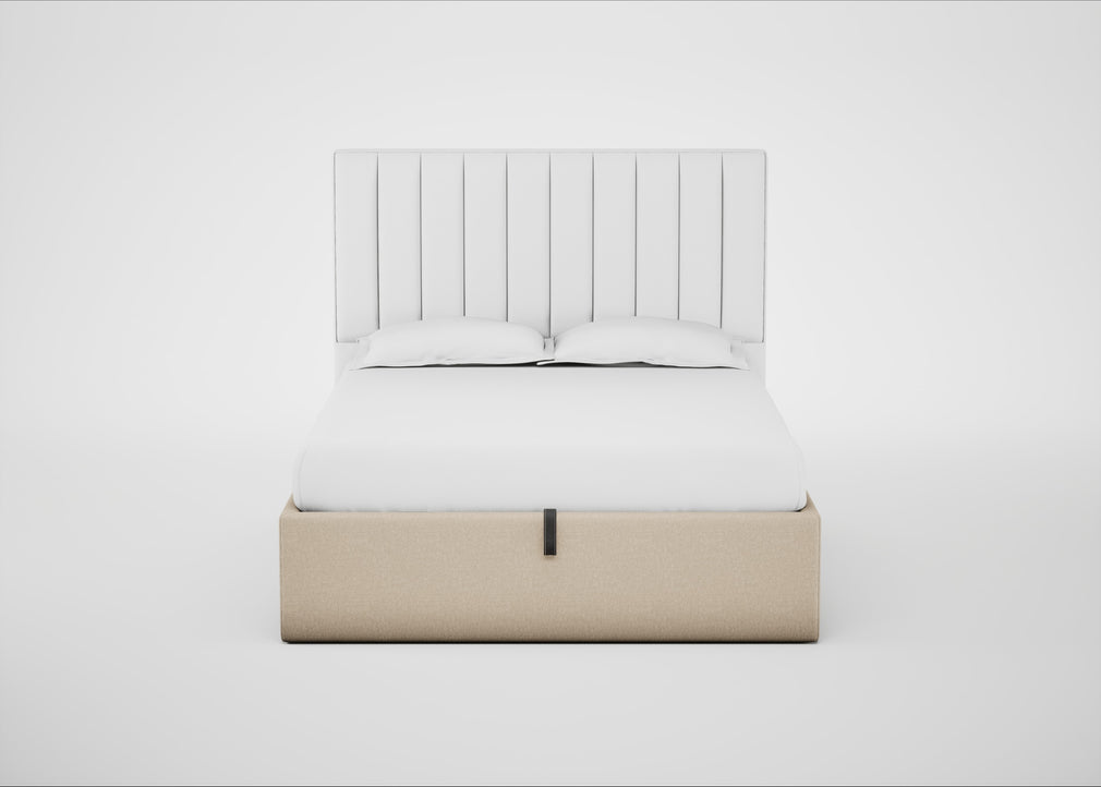 Lift Storage Divan Bed Base King / Natural / Brushed Cotton Oat