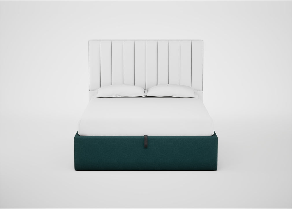 Lift Storage Divan Bed Base King / Black / Brushed Cotton Pine