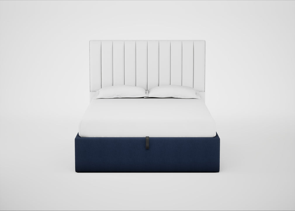 Lift Storage Divan Bed Base King / Natural / Capelo Linen-Cotton Inkspot