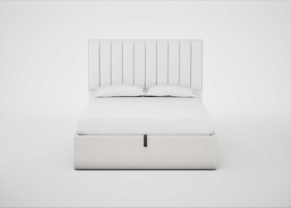 Lift Storage Divan Bed Base King / Natural / Capelo Linen-Cotton Sea Salt