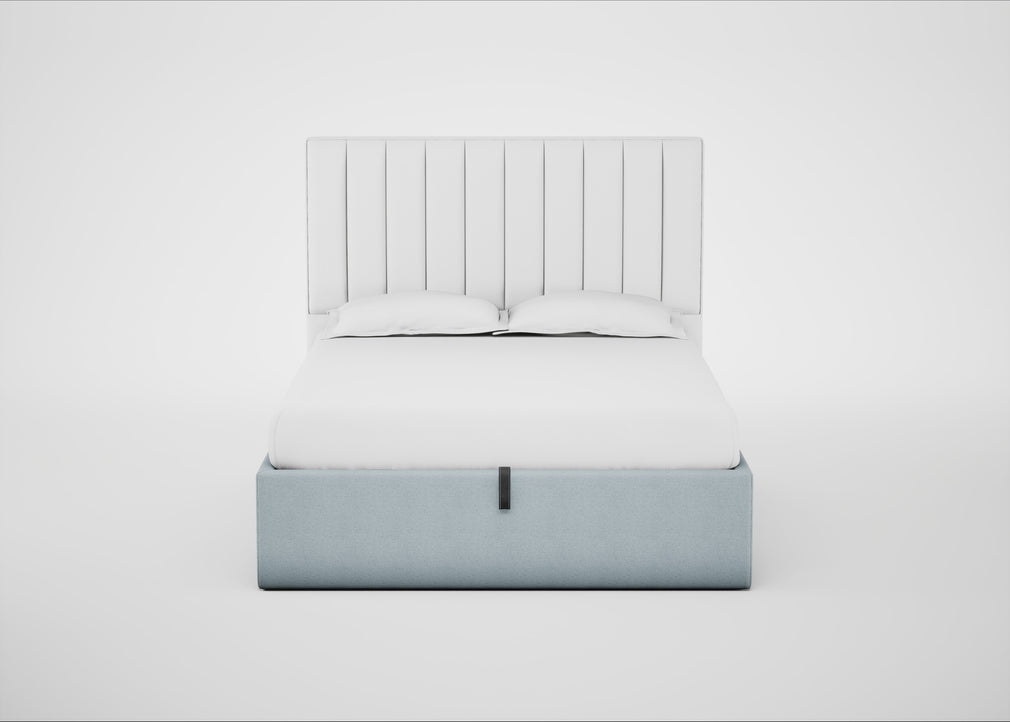 Lift Storage Divan Bed Base King / Natural / Capelo Linen-Cotton Sea Shanty