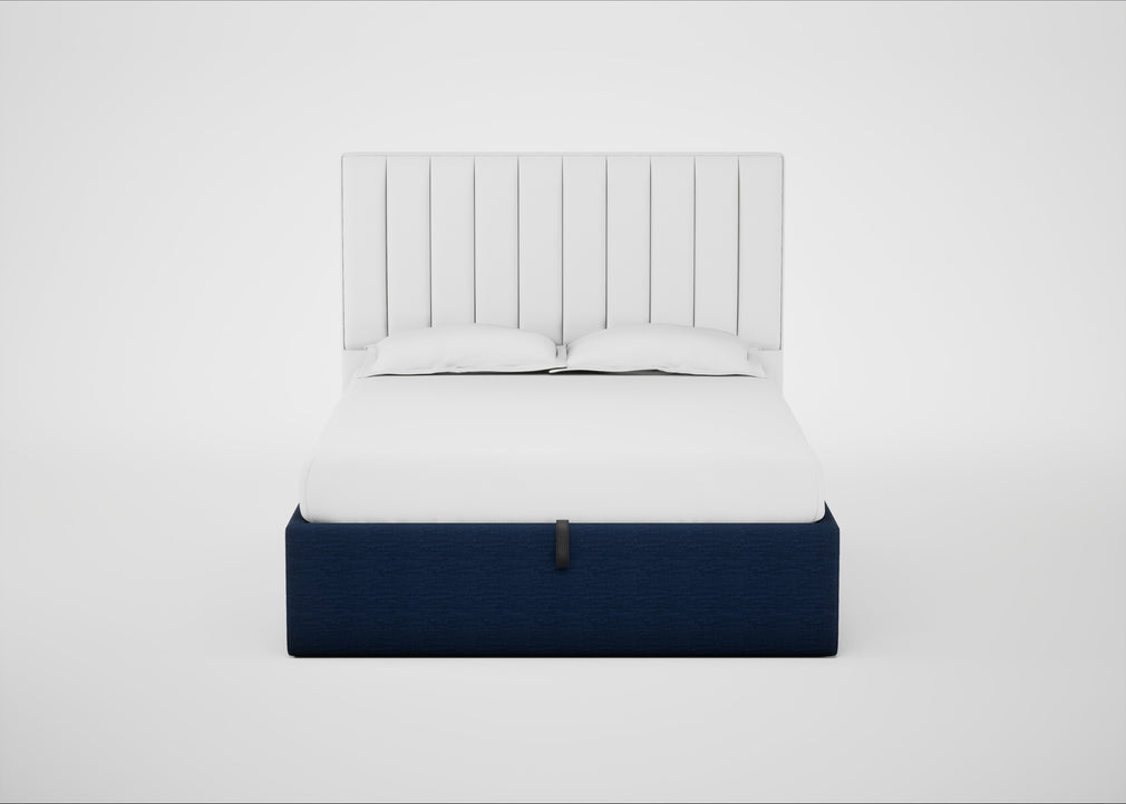 Lift Storage Divan Bed Base King / Natural / Broad Weave Lagoon