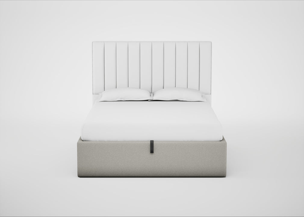 Lift Storage Divan Bed Base King / Black / Melton Wool Limestone