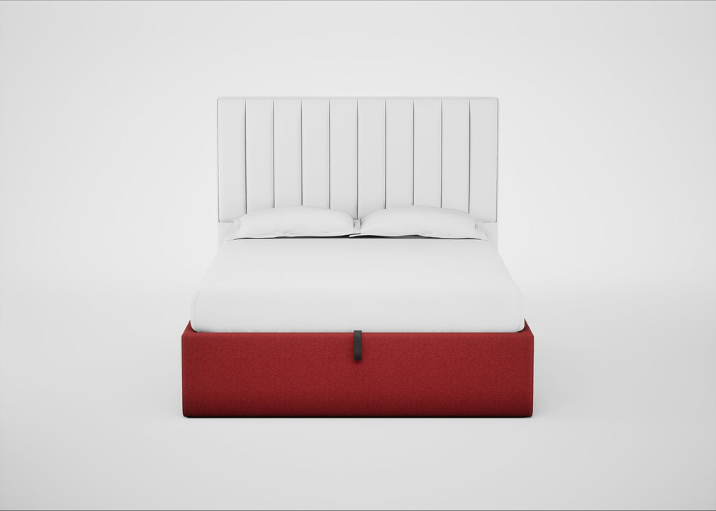 Lift Storage Divan Bed Base King / Black / Melton Wool Red Oxide