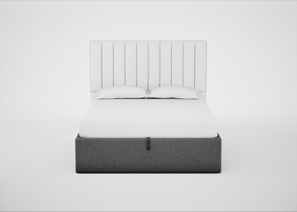 Lift Storage Divan Bed Base King / Natural / Melton Wool Shale