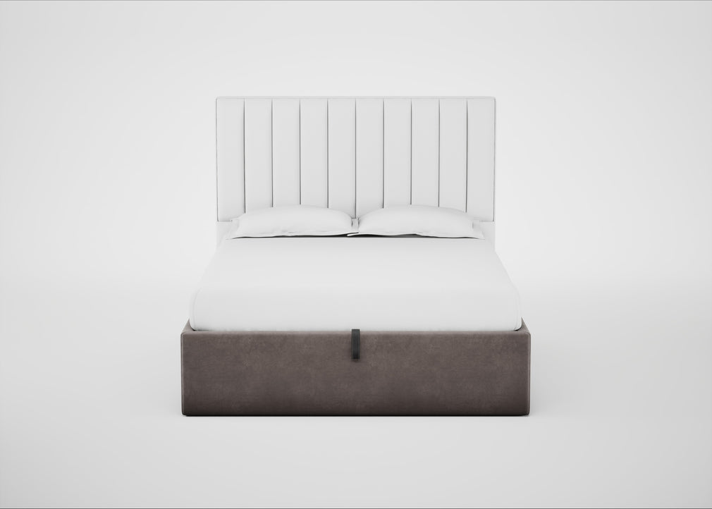 Lift Storage Divan Bed Base King / Natural / Smart Luxe Velvet Mushroom