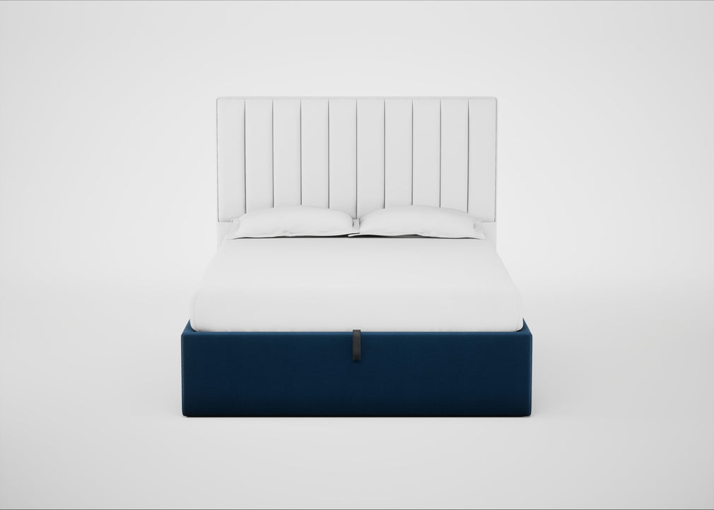 Lift Storage Divan Bed Base King / Natural / Velvet Petrol