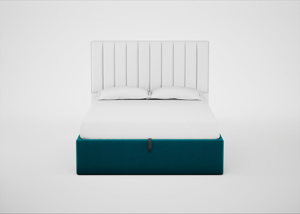 Lift Storage Divan Bed Base King / Natural / Velvet Teal