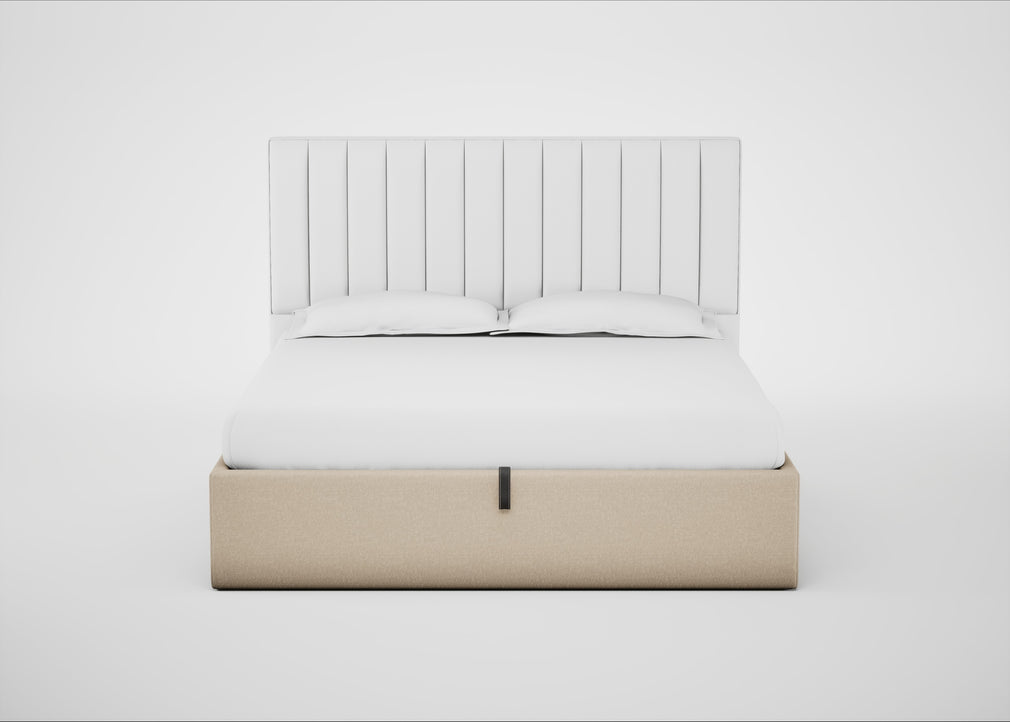 Lift Storage Divan Bed Base Super King / Black / Brushed Cotton Oat