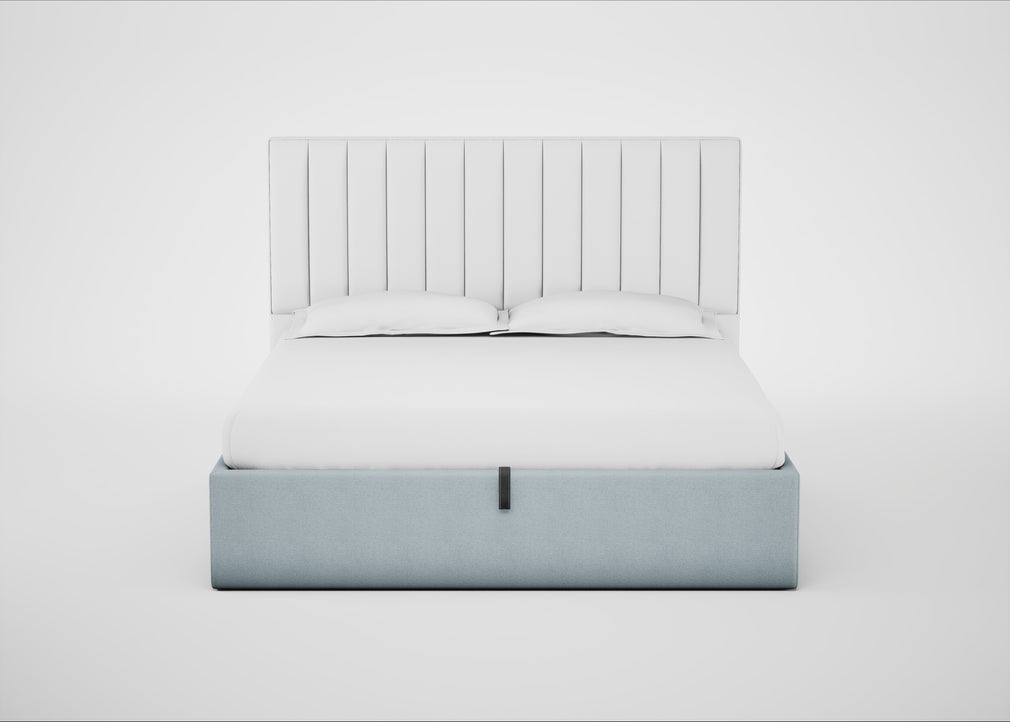 Lift Storage Divan Bed Base Super King / Natural / Capelo Linen-Cotton Sea Shanty