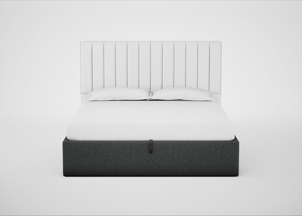 Lift Storage Divan Bed Base Super King / Black / Melton Wool Granite