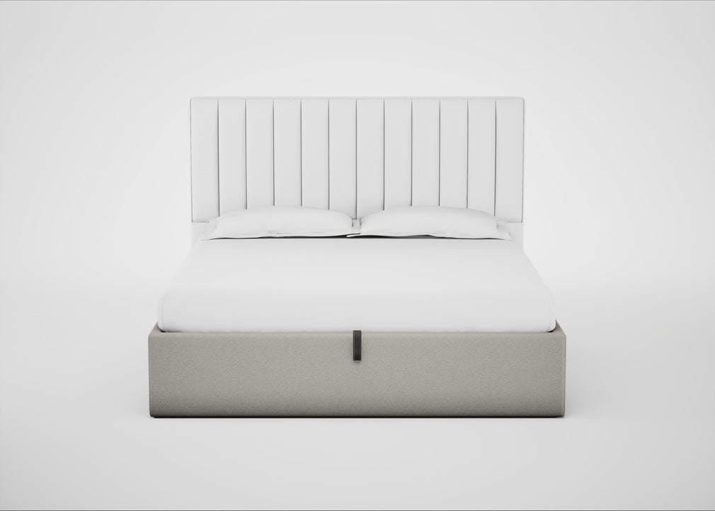 Lift Storage Divan Bed Base Super King / Natural / Melton Wool Limestone