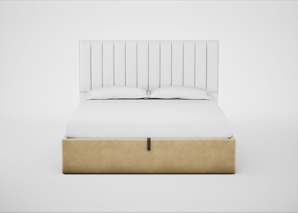 Lift Storage Divan Bed Base Super King / Natural / Smart Luxe Velvet Biscuit