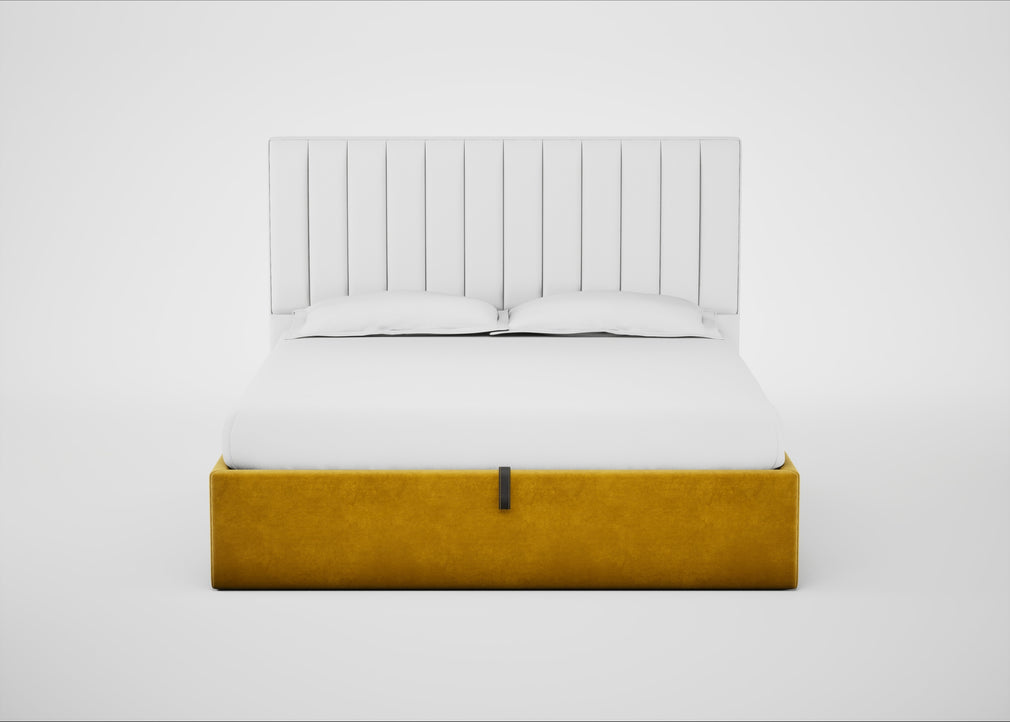 Lift Storage Divan Bed Base Super King / Black / Smart Luxe Velvet Canary