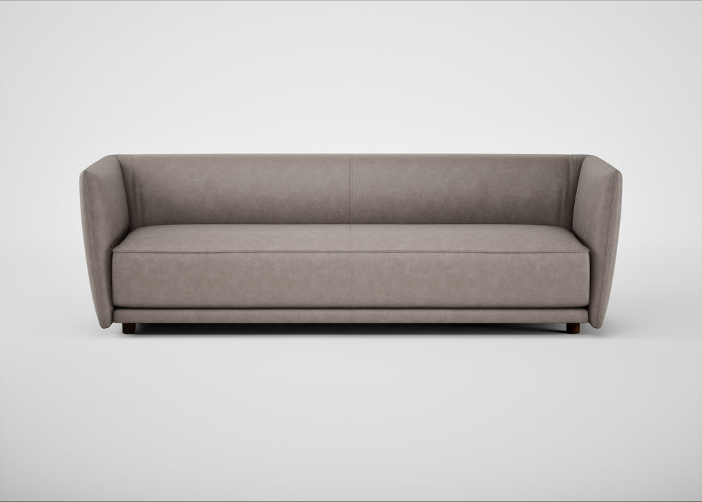 Valley 4 Seater Sofa Leather Grain Light Grey 060
