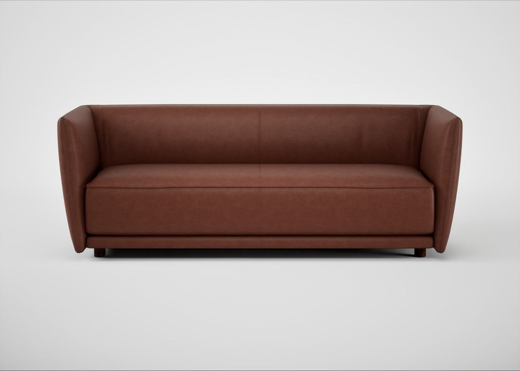 Valley 3 Seater Sofa Leather Grain Dark Brown 068