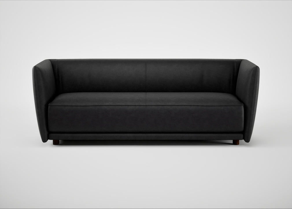 Valley 3 Seater Sofa Leather Grain Graphite 063