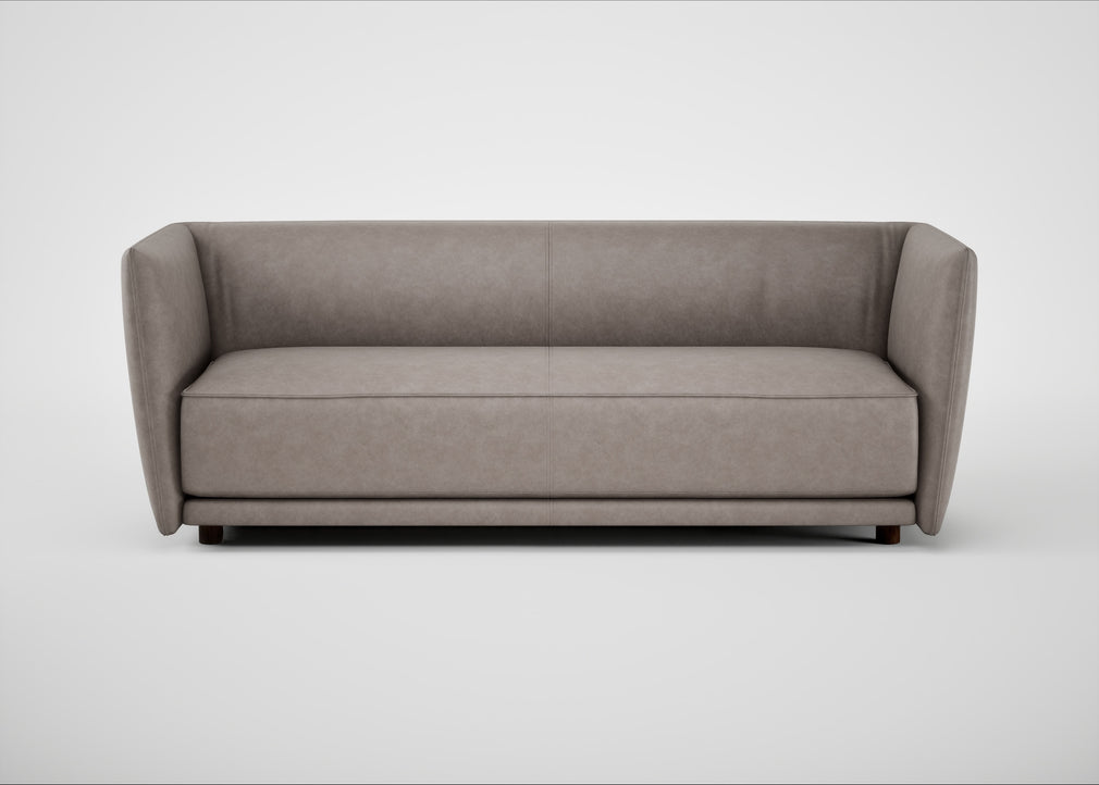 Valley 3 Seater Sofa Leather Grain Light Grey 060