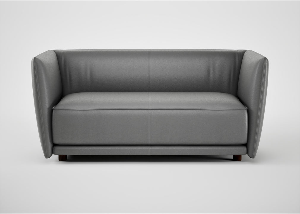 Valley 2 Seater Sofa Daino Leather Steel
