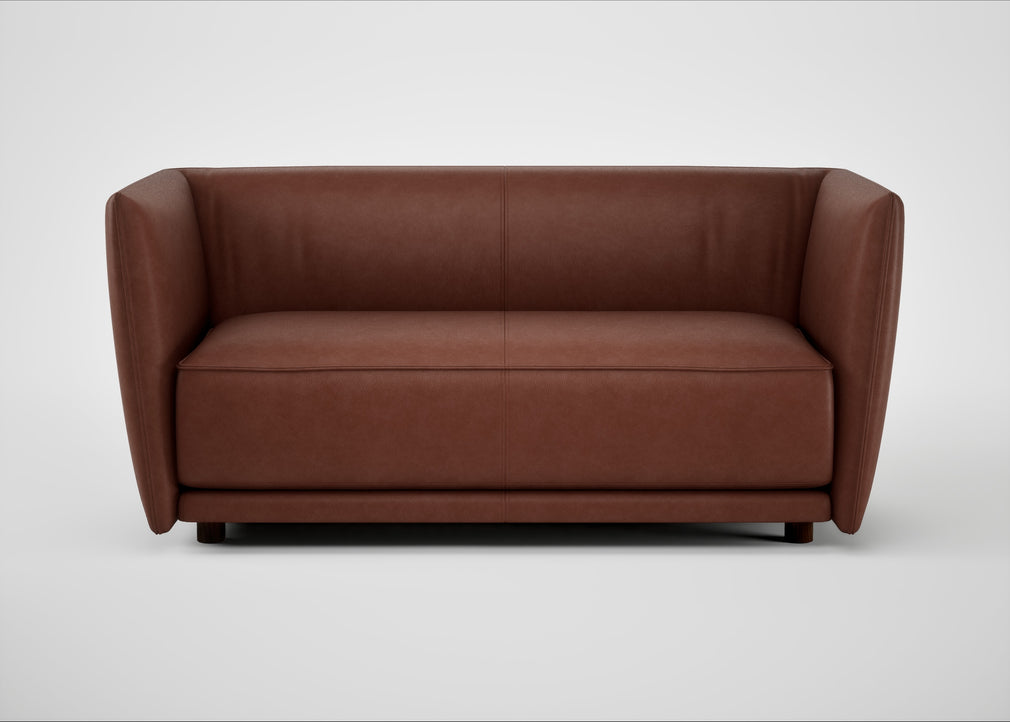 Valley 2 Seater Sofa Leather Grain Dark Brown 068