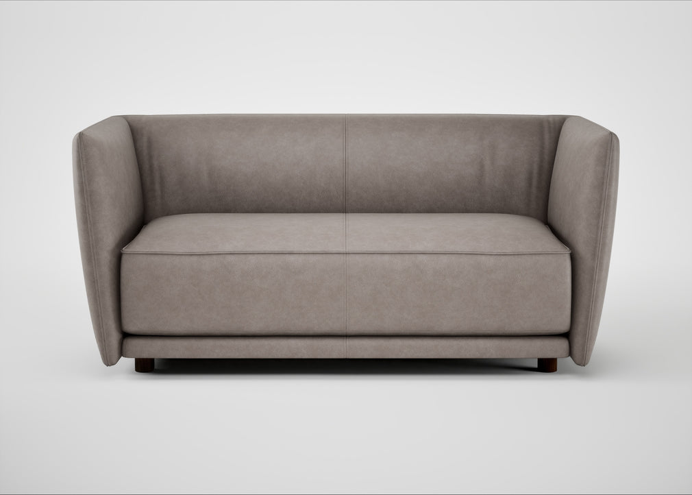 Valley 2 Seater Sofa Leather Grain Light Grey 060