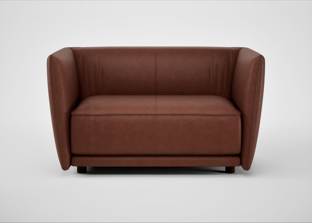 Valley Loveseat Leather Grain Dark Brown 068