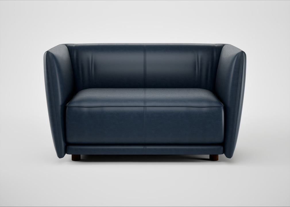 Valley Loveseat Leather Stonewash Navy Blue 279