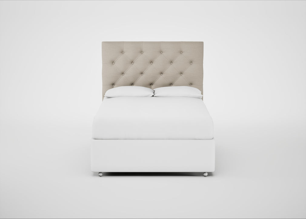 Balmoral Headboard Double - Storage Divan / Broad Weave Putty