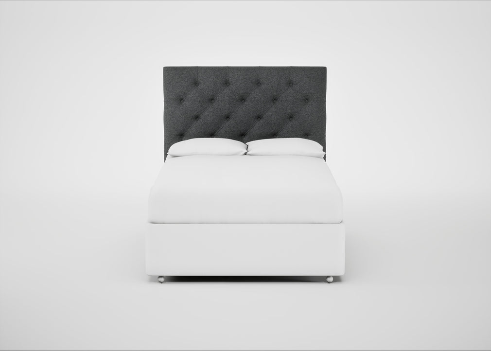 Balmoral Headboard Double - Storage Divan / Melton Wool Granite