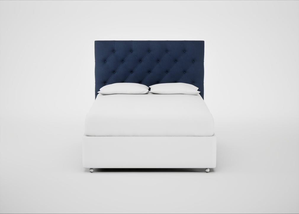 Balmoral Headboard King - Storage Divan / Capelo Linen-Cotton Inkspot