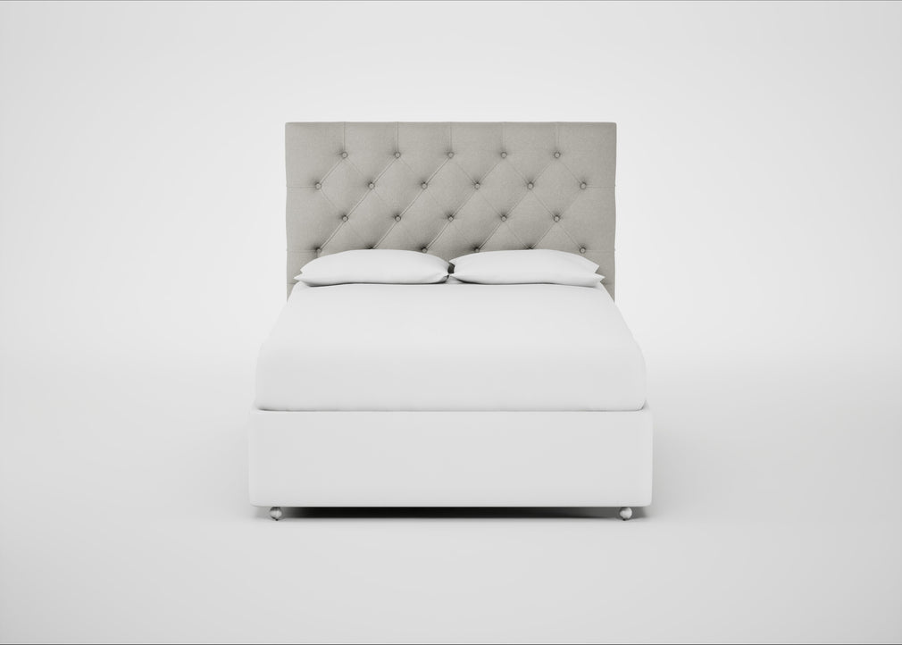 Balmoral Headboard King - Storage Divan / Melton Wool Limestone