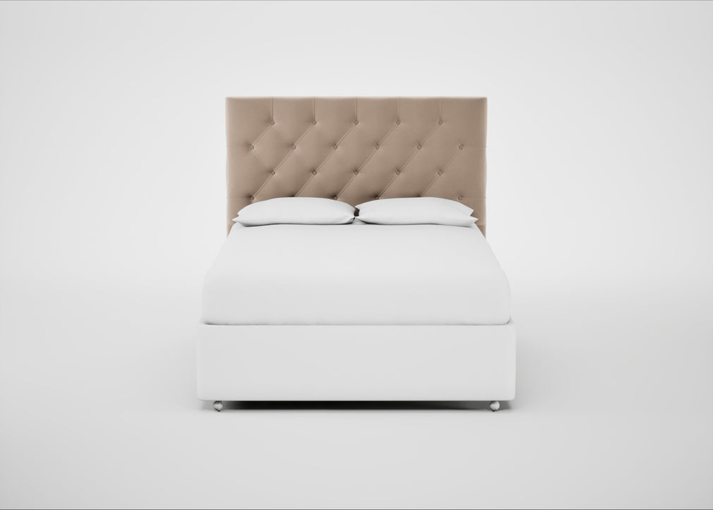 Balmoral Headboard King - Storage Divan / Smart Velvet Pebble