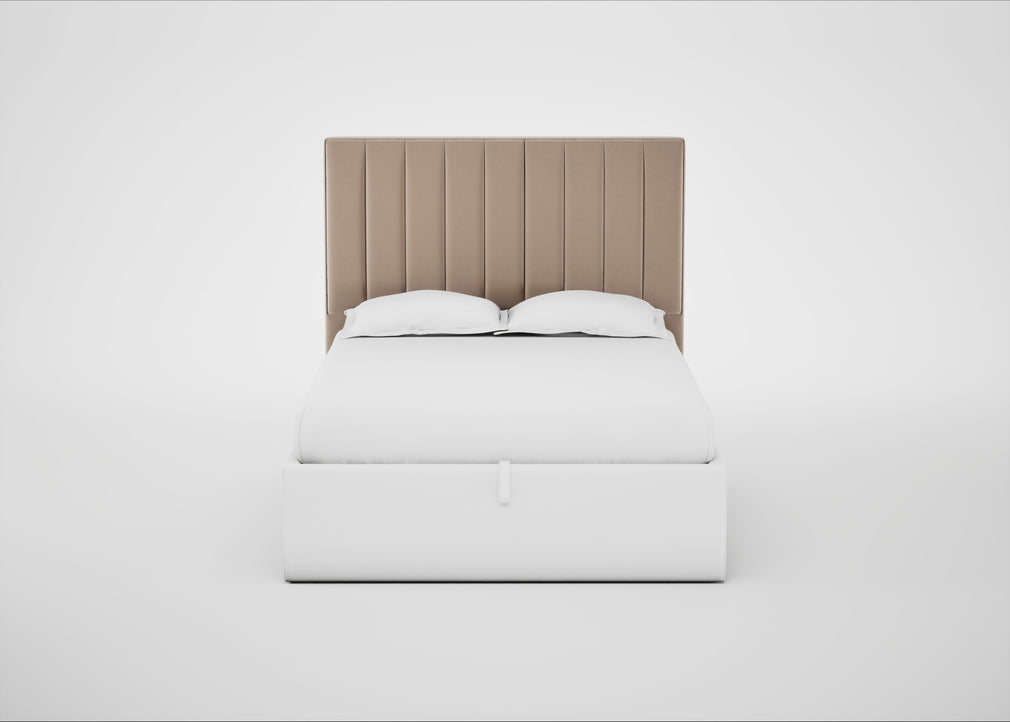 Retta Headboard Double - Storage Divan / Smart Velvet Pebble