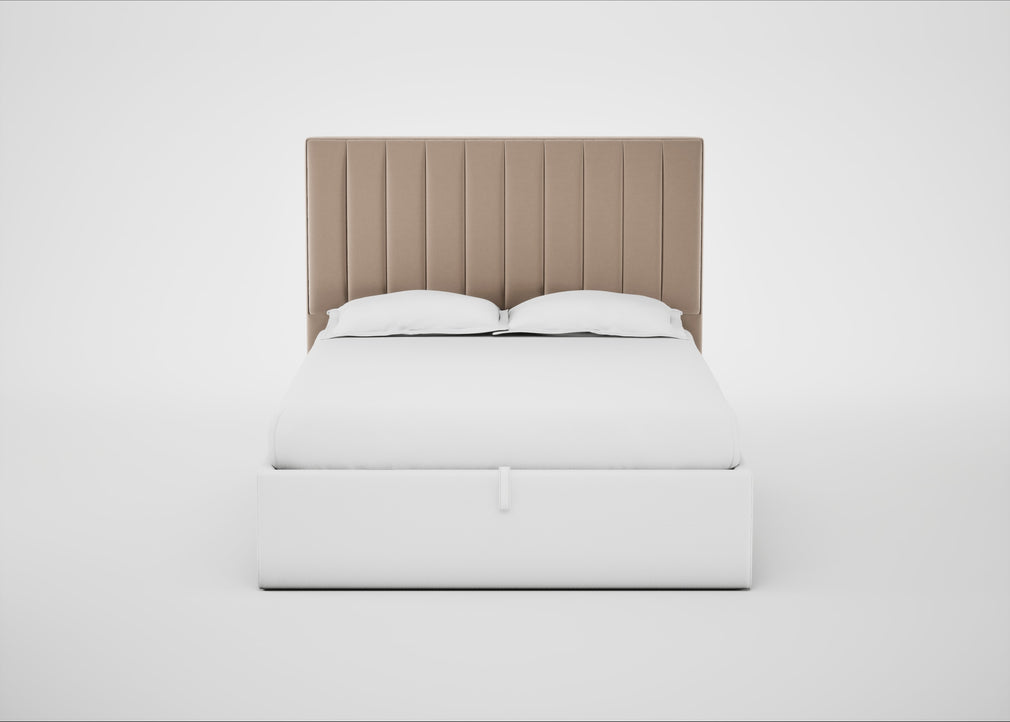 Retta Headboard King - Storage Divan / Smart Velvet Pebble