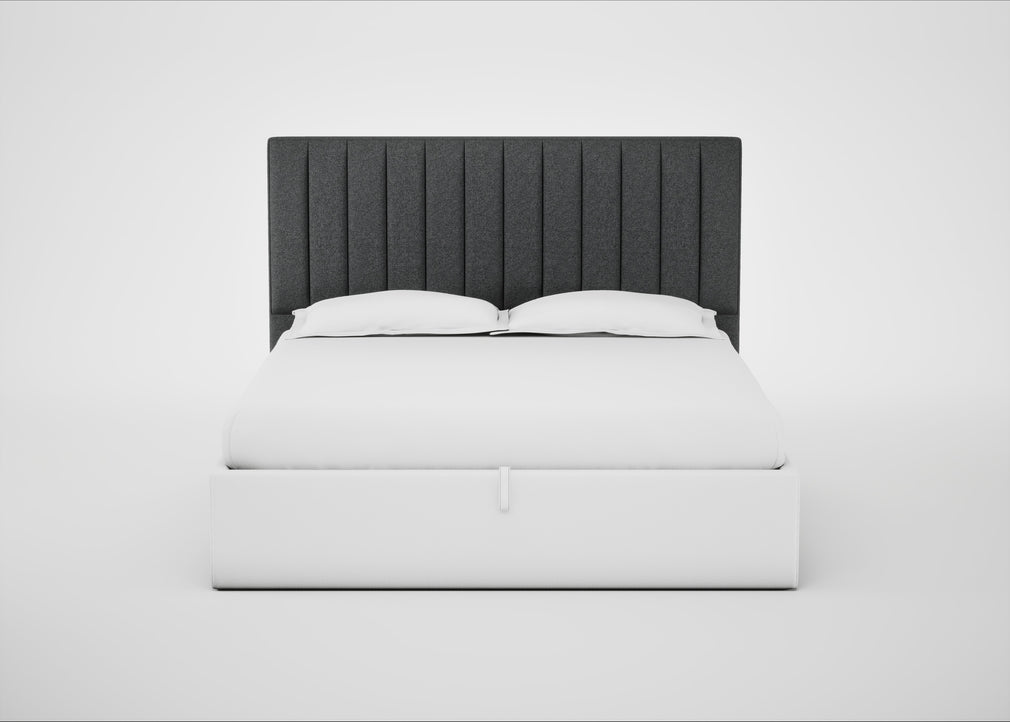 Retta Headboard Super King - Storage Divan / Melton Wool Granite
