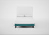 Shallow Divan Bed Base Double / Brushed Cotton Cadet / Dark Solid Wood