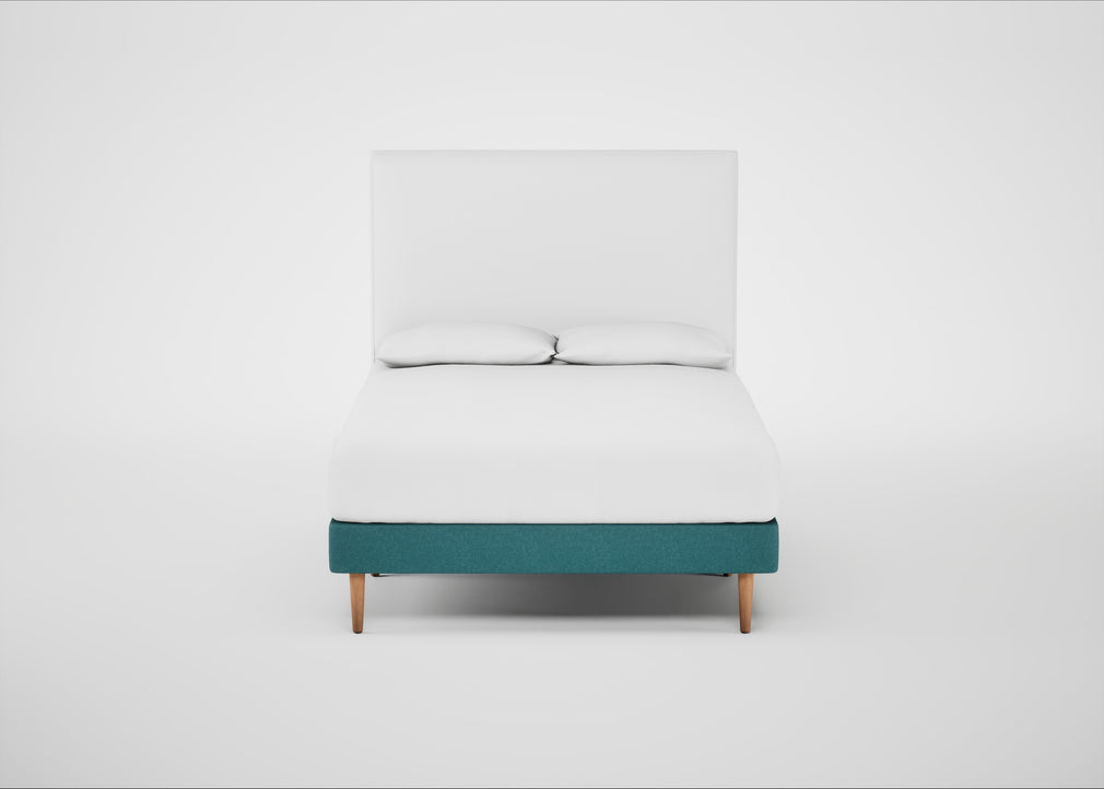 Shallow Divan Bed Base Double / Brushed Cotton Cadet / Light Stem