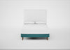 Shallow Divan Bed Base Double / Brushed Cotton Cadet / Light Turned Wood