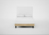 Shallow Divan Bed Base Double / Smart Luxe Velvet Biscuit / Dark Solid Wood