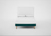 Shallow Divan Bed Base Double / Smart Luxe Velvet Ocean Green / Light Stem