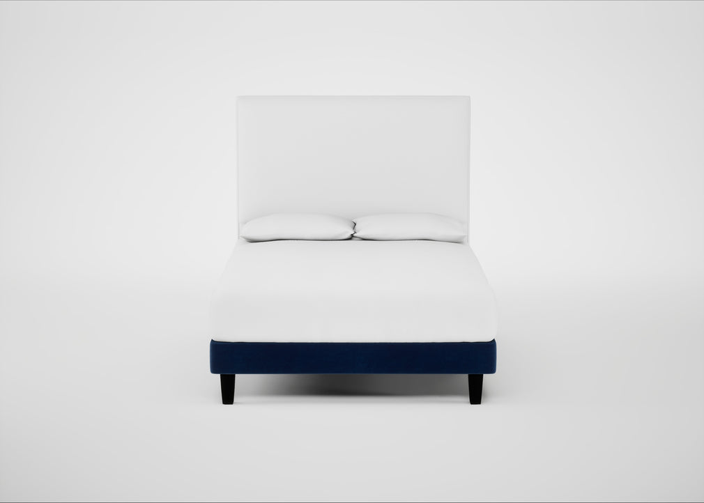 Shallow Divan Bed Base Double / Smart Velvet Dusk / Dark Solid Wood